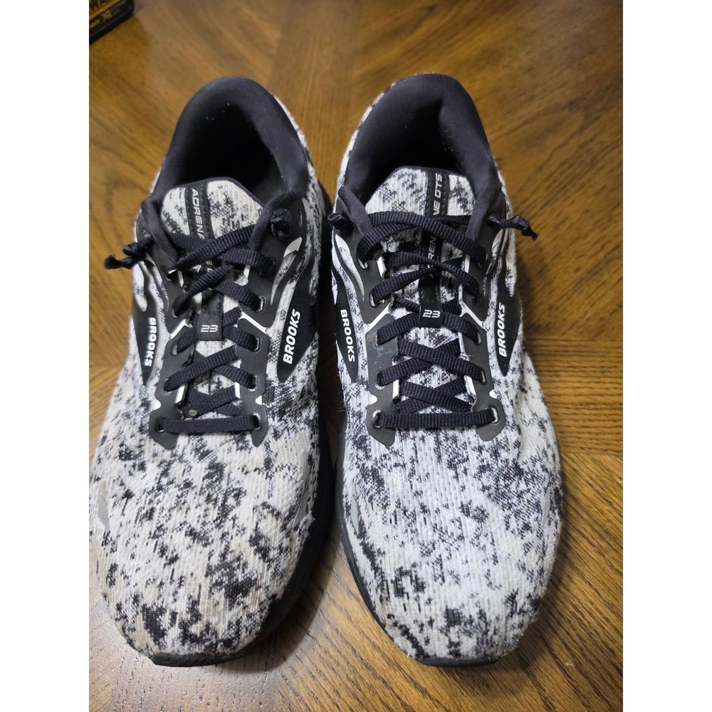 Brooks Adrenaline GTS 23 Mens 10.5 Wide 2E Black White Marbled Running Shoes